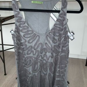 SOFT gray Velvet tank top w/ decorative silk